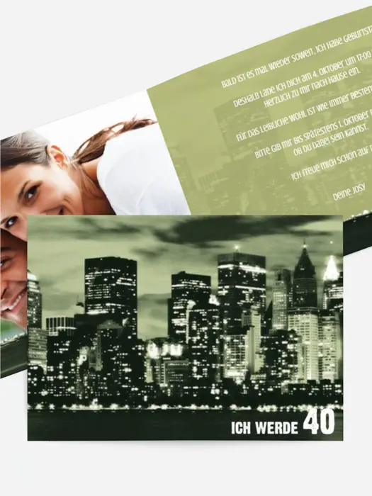 Einladungskarte zum Geburtstag Skyline 40 Foto