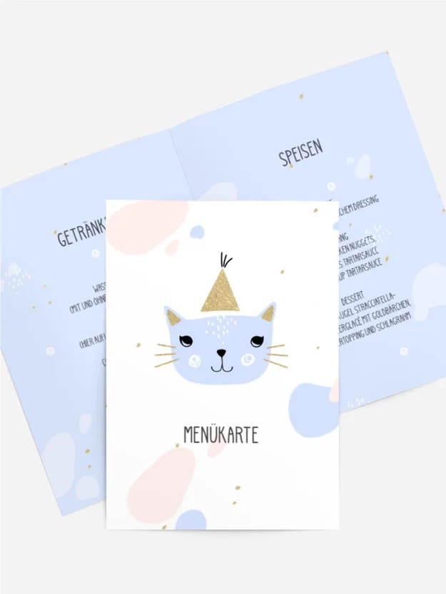 Menükarte Geburtstag Katzenparty