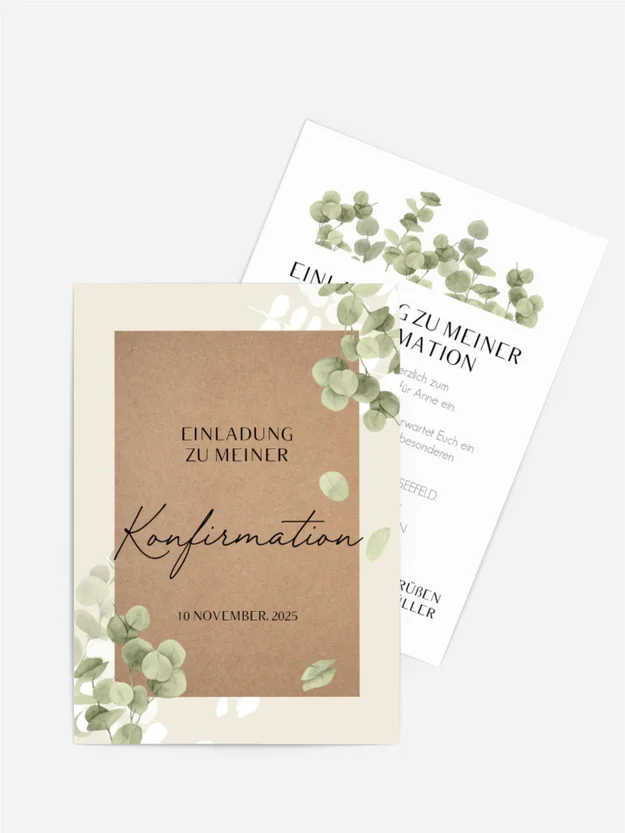 Einladungskarte Konfirmation Umgeben von Blättern