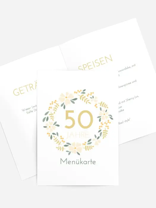 Menükarte Geburtstag Blumengirlanden