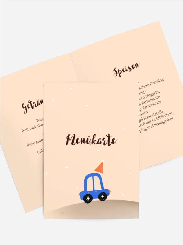 Menükarte Geburtstag Autospaß