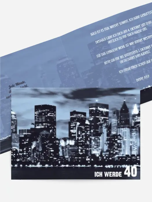 Einladungskarte zum Geburtstag Skyline 40
