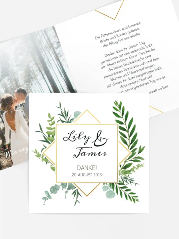 Dankeskarte Hochzeit "Farn"