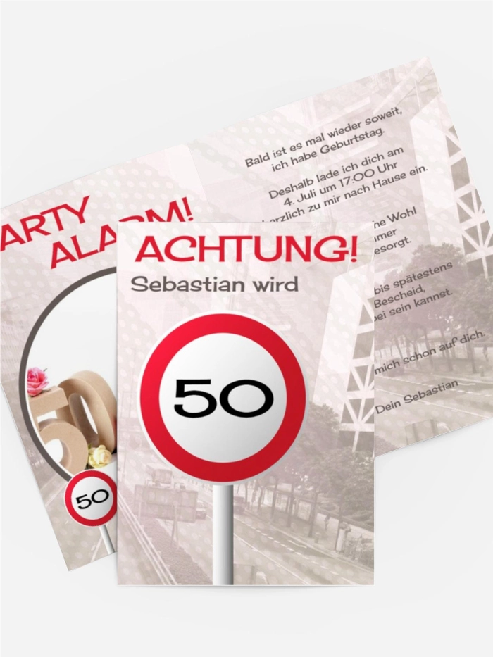 Geburtstagseinladungskarte Begrenzungsschild 50 Foto Geburtstagseinladungskarte Begrenzungsschild 50 Foto