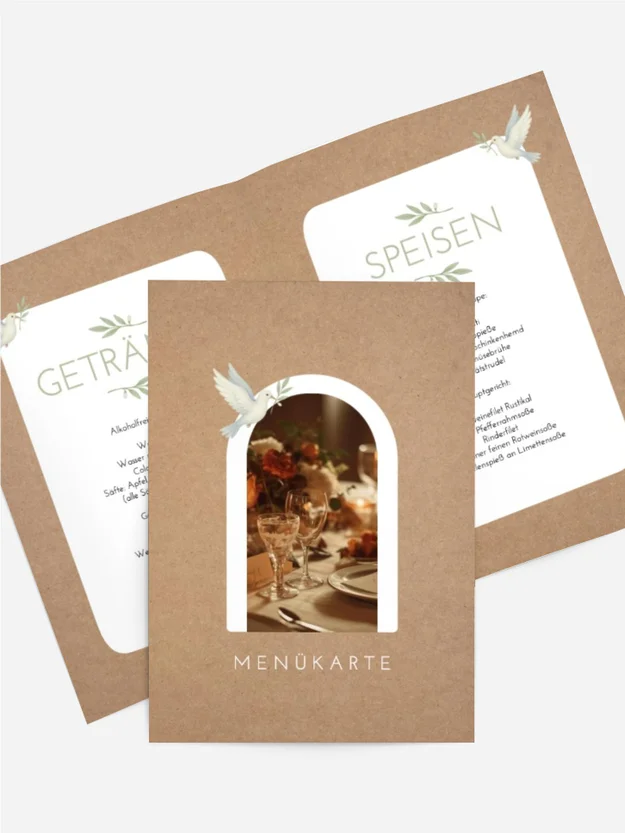 Menükarte Firmung Weißer Vogel