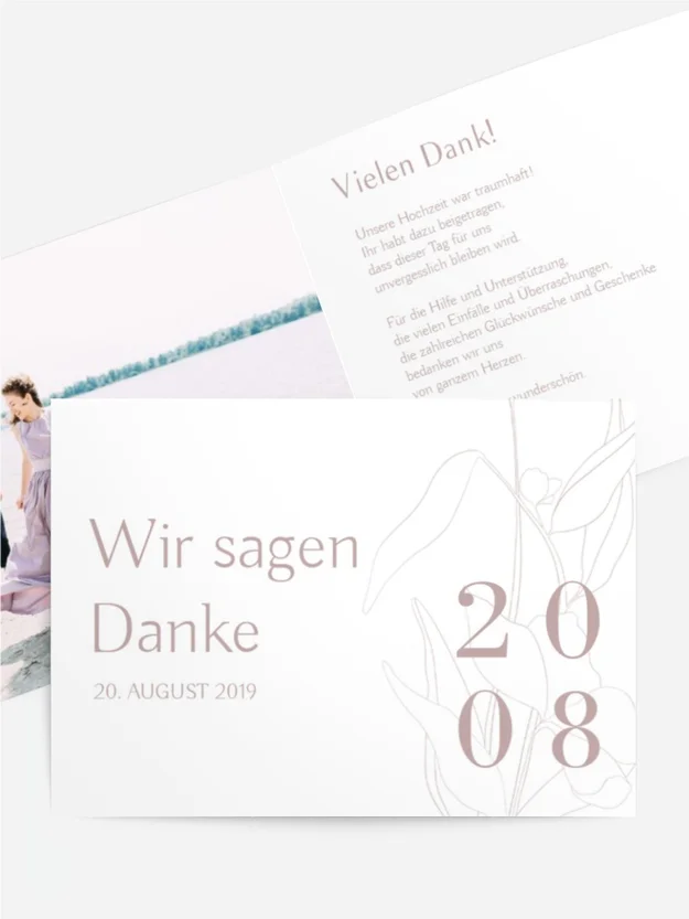 Dankeskarte Hochzeit "Zarte Blume"
