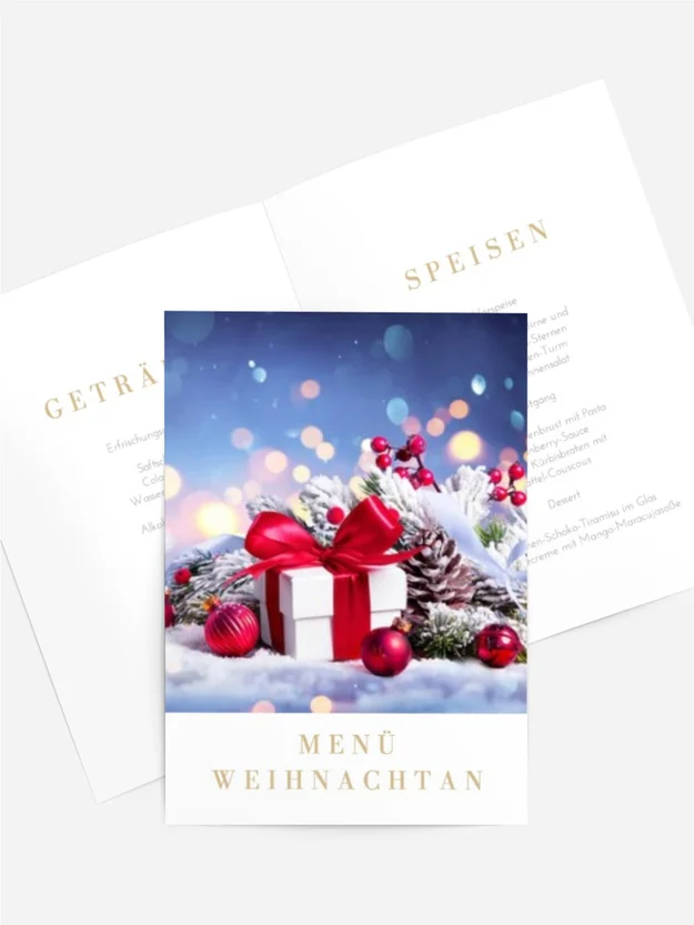 Menükarte Weihnachten Schnee darunter