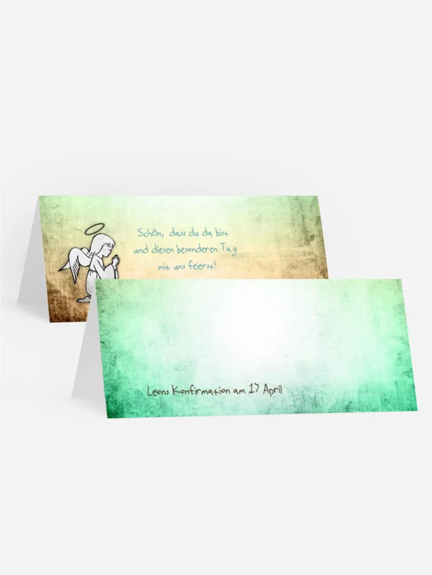 Tischkarte Konfirmation grunge Engel