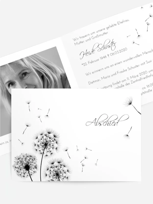 Trauerkarte Licht & Leben Pusteblume Trauerkarte Licht & Leben Pusteblume