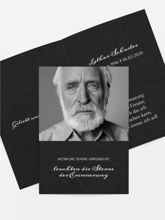 Sterbebildkarte Stilvoll & Edler Abschied Sterbebildkarte Stilvoll & Edler Abschied