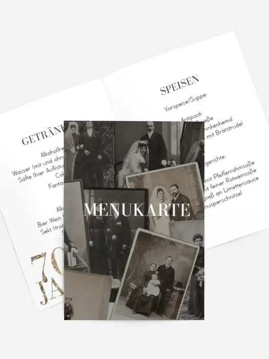 Menükarte Geburtstag Vintage Fotos