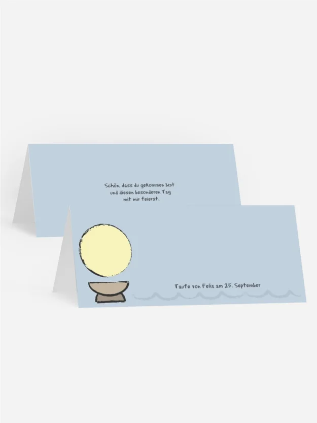Tischkarte Taufe Taufbecken