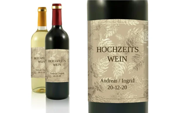 Hochzeit Flaschenetiketten Kienzapfen