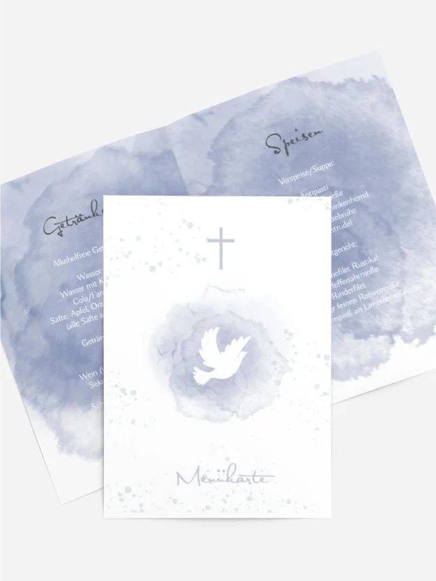 Menükarte Kommunion Friedenstaube