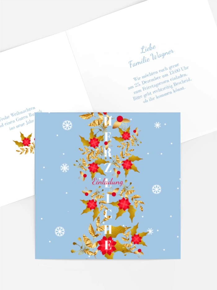 Einladung Weihnachten Weihnachtsblumen