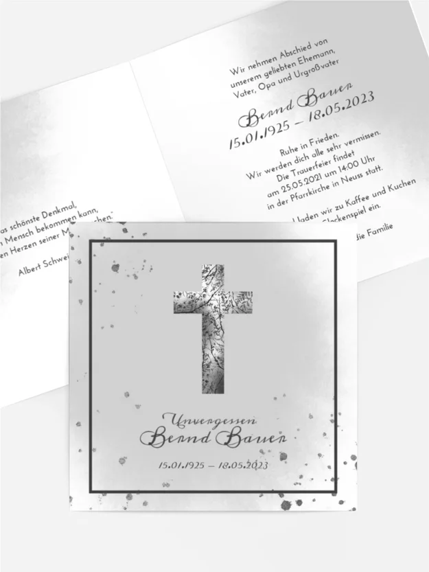 Trauerkarte Ort des Kreuzes