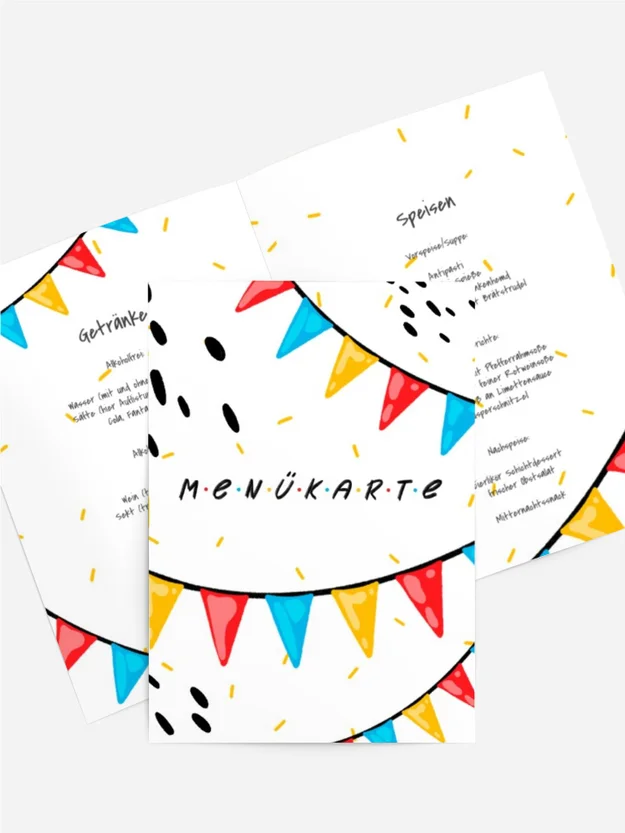 Menükarte Geburtstag Fähnchen