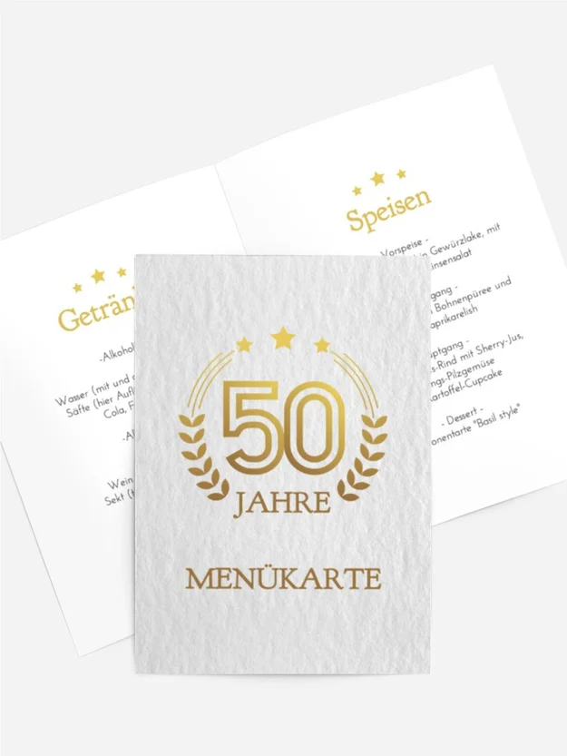 Menükarte Geburtstag Goldener Lorbeer