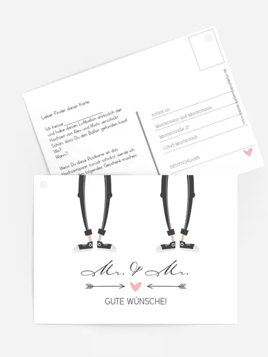 Ballonkarte zur Hochzeit Pärchen - Männer
