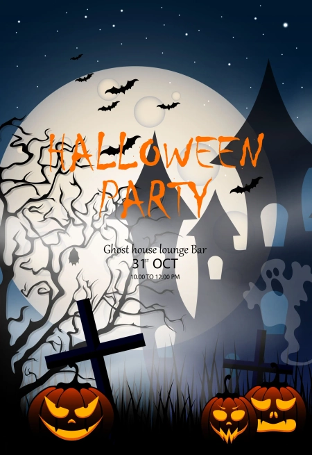 Halloween Einladungskarten mit gruseliger Schriftart als Grußkarte oder Postkarte