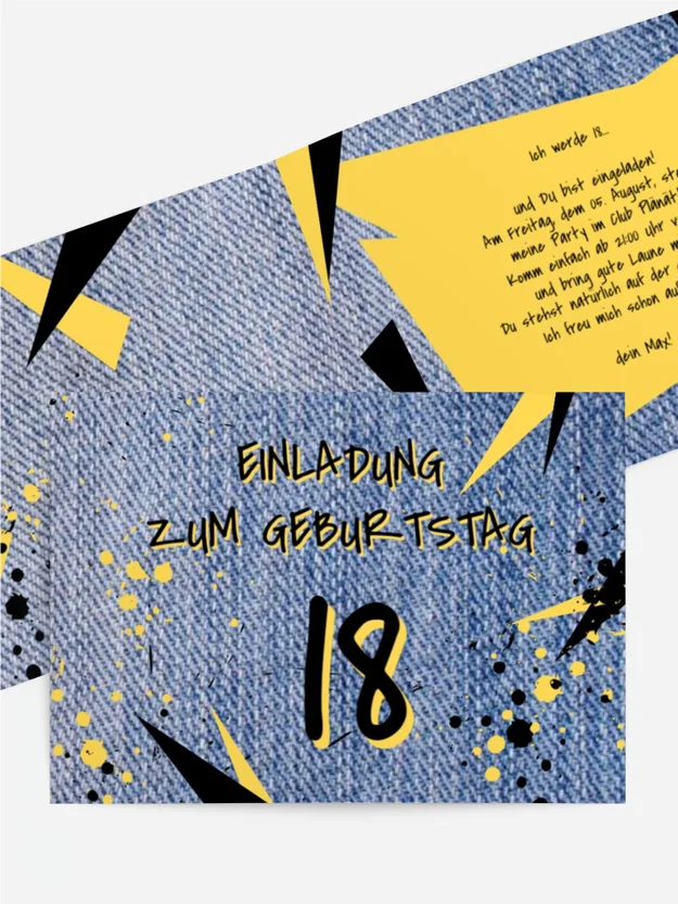 Einladung zum 18. Geburtstag Jeans Style 18