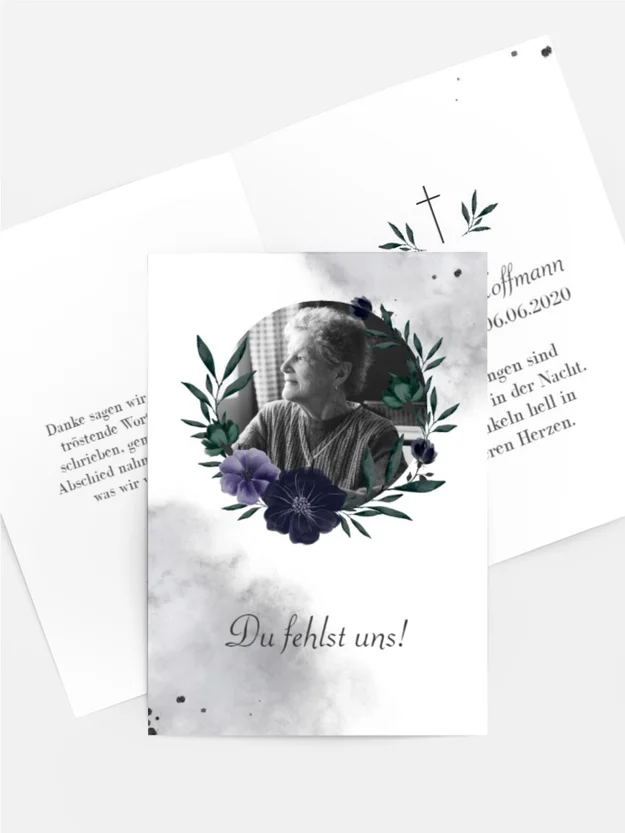 Sterbebildkarte Kreis der Blumentrauer