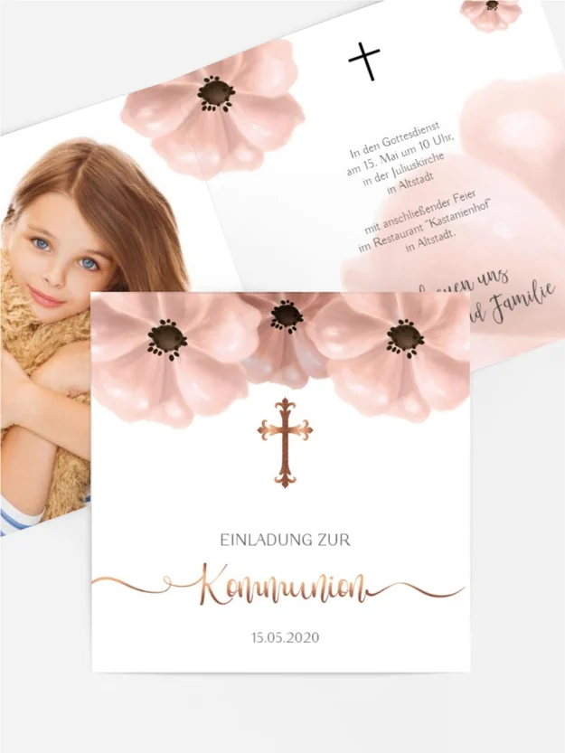 Einladungskarte Kommunion Blütenzauber