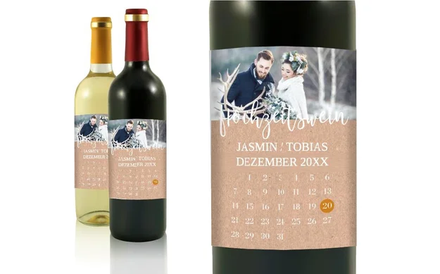 Hochzeit Flaschenetiketten Kalenderblatt
