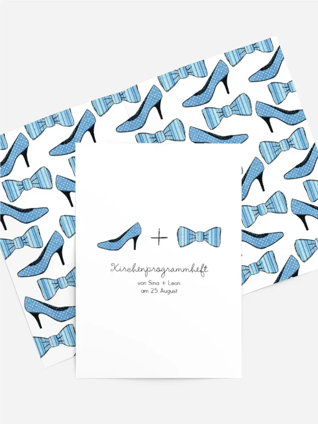 Kirchenheft Umschlag zur Hochzeit High Heel und Fliege Kirchenheft Umschlag zur Hochzeit High Heel und Fliege