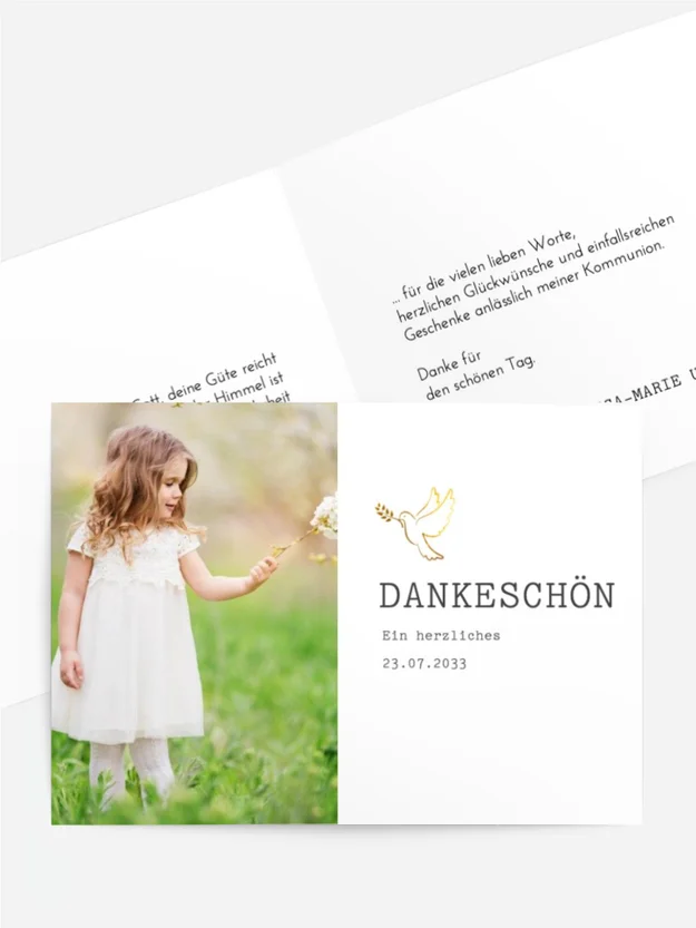 Dankeskarte Kommunion Schwung der Freude