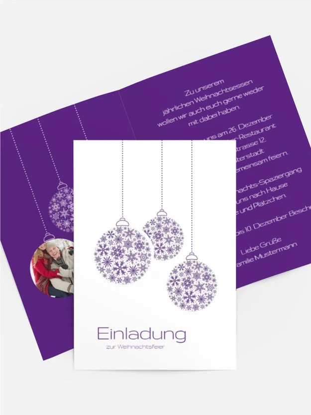 Weihnachtseinladung Privat Kugeln