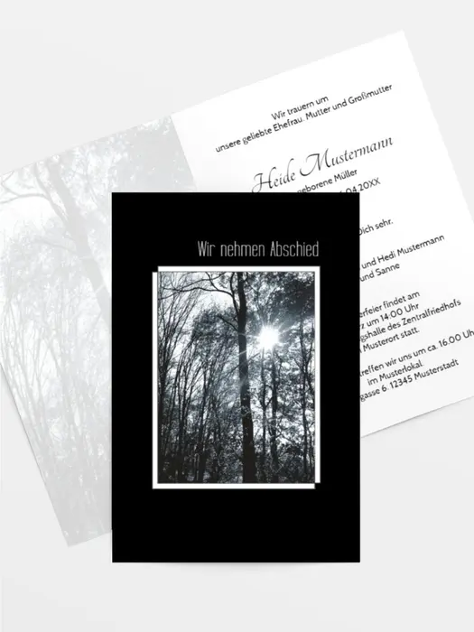 Trauerkarte Wald hoch