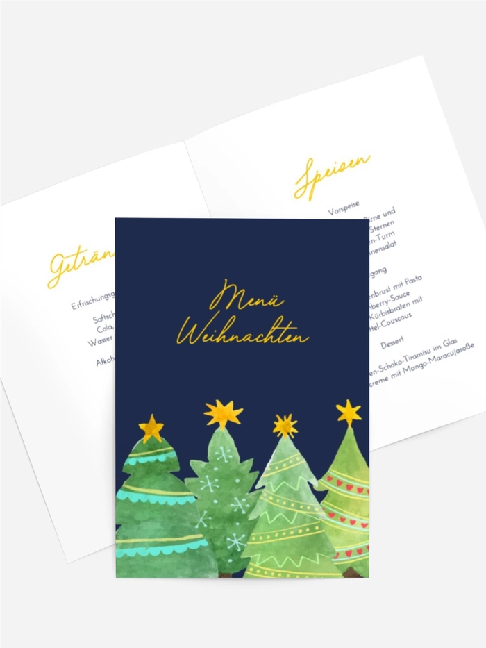 Menükarte Weihnachten Weihnachtswald Menükarte Weihnachten Weihnachtswald