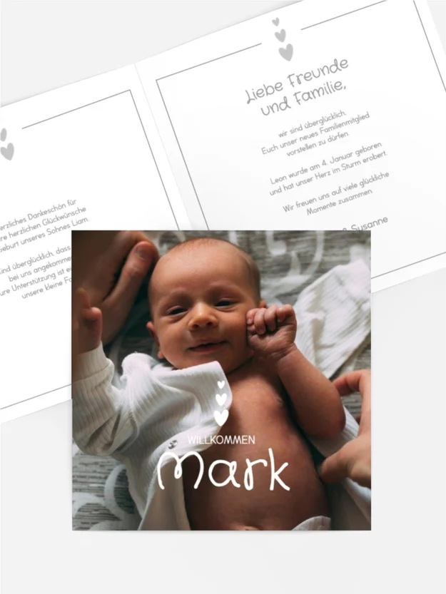 Babykarte Drei kleine Herzen