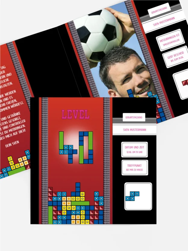 Einladung zum Geburtstag 8bit Game 40 Foto
