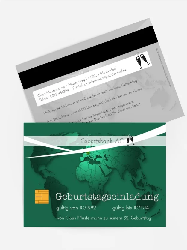 Einladungskarte Geburtstag Kreditkarte Einladungskarte Geburtstag Kreditkarte