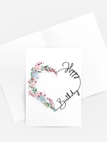 Florale Happy-Birthday-Karte im Aquarellkranz