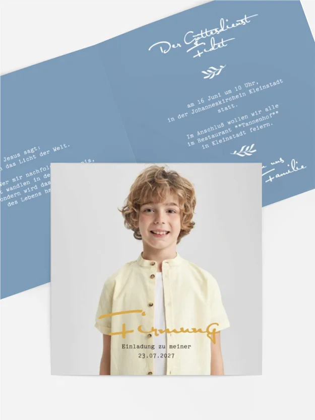 Einladungskarte Kommunion Viel Glück Junge