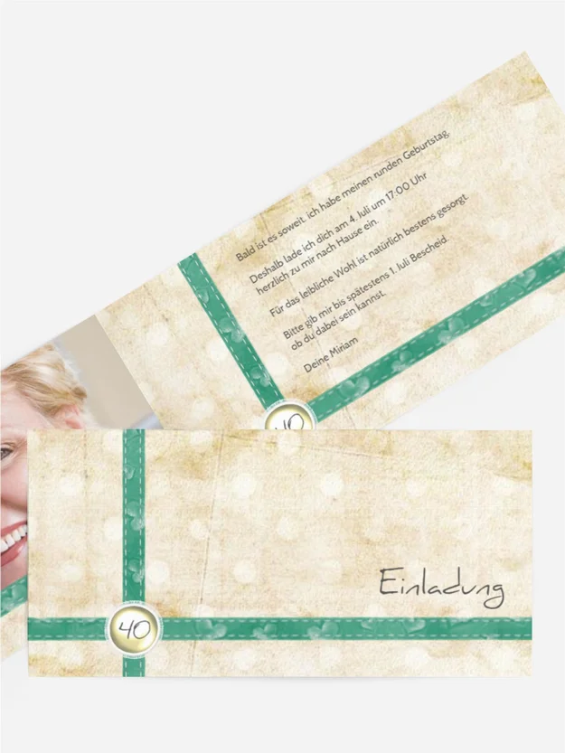 Einladung zum 40. Geburtstag Pünktchen Foto Einladung zum 40. Geburtstag Pünktchen Foto