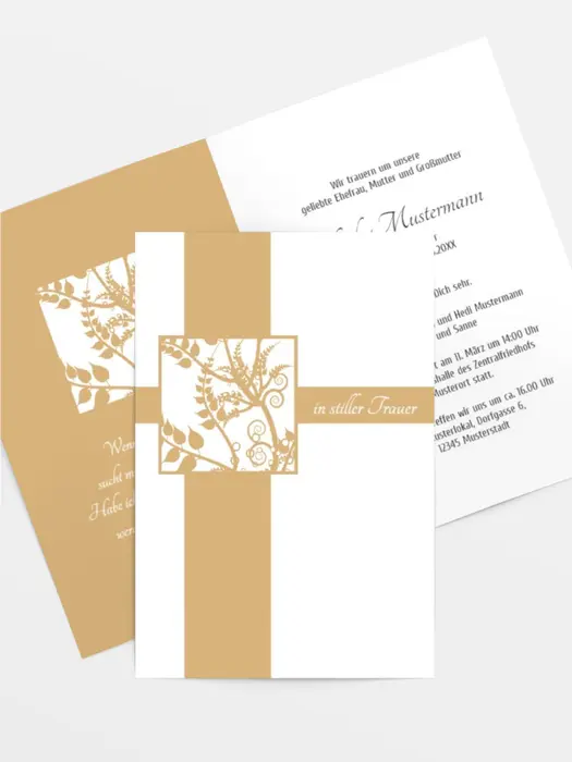 Trauerkarte Florales Quadrat hoch