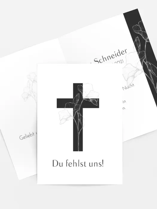 Sterbebildkarte Unvergessliche Blumen