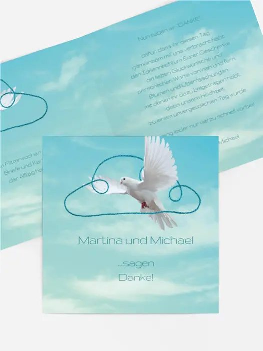 Dankeskarte Hochzeit "Auf Wolke sieben"