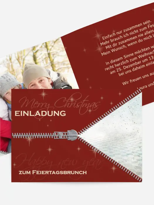 Einladung zur Weihnachtsfeier Privat Reißverschluss
