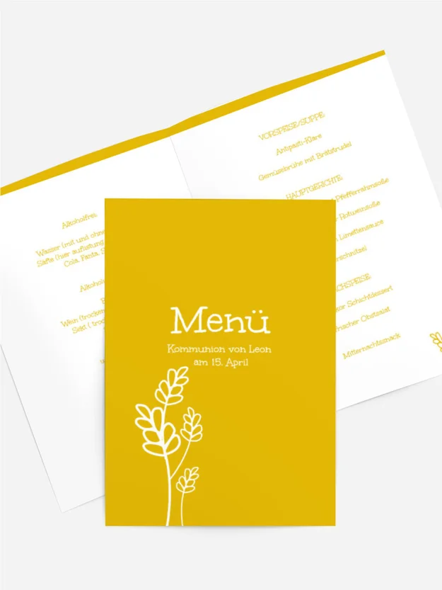 Menükarte Kommunion Gräser