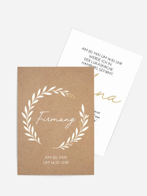 Einladungskarte Firmung Kranz der Reinheit