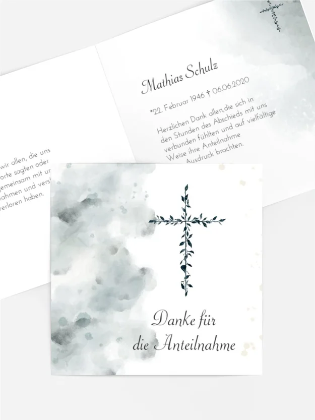 Trauerdanksagung Jesus Blumenkreuz