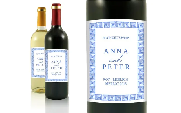 Hochzeit Flaschenetiketten Griechische Verzierung