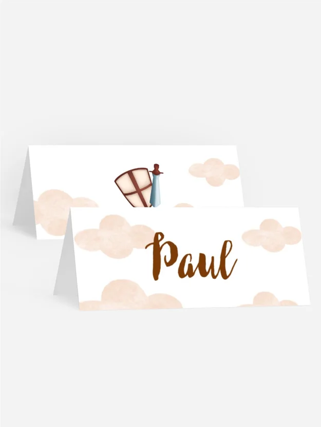 Tischkarte Geburtstag Ritter der Wolken Tischkarte Geburtstag Ritter der Wolken