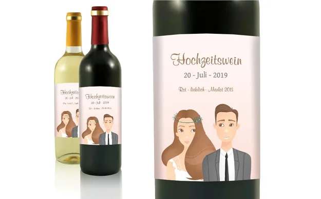 Hochzeit Flaschenetiketten Für immer Eins