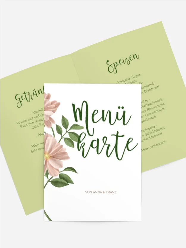 Menükarte Glück leuchtet Menükarte Glück leuchtet